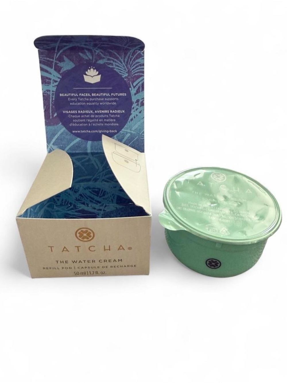 Tatcha The Water Cream - Mint Green and White Moisturizer Pod